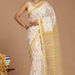 Yellow and White Buta Print Kota Doria Saree