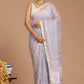 Lavender Dreams: Floral Print Kota Doria Saree