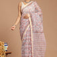 Whispering Romance: Dusty Pink Floral Print Kota Doria Saree