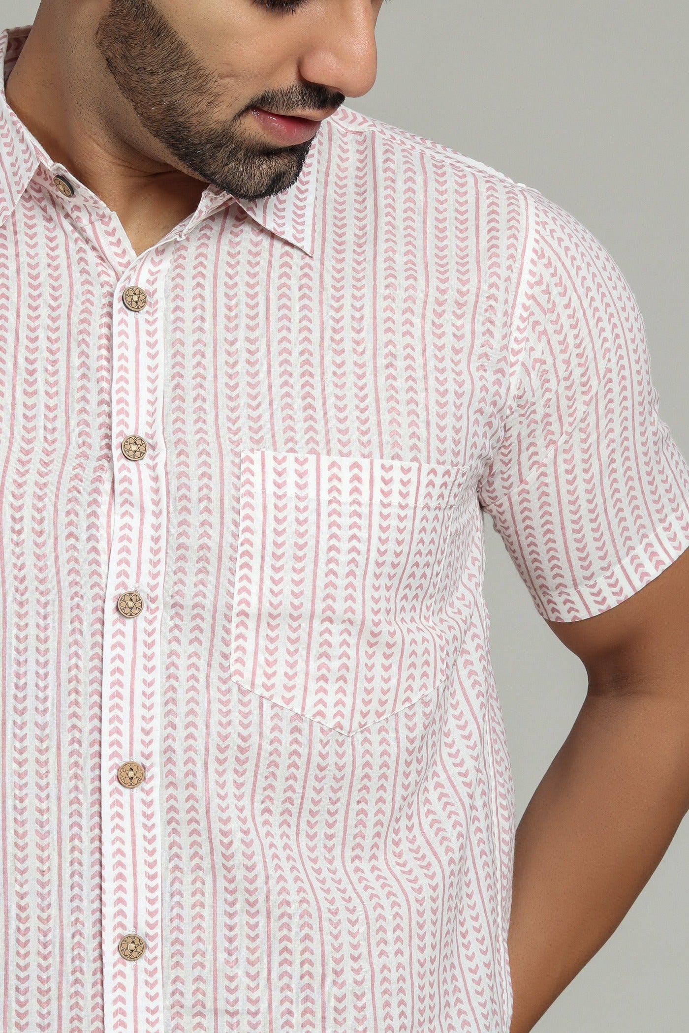 COTTON BLOCK PRINTED HALF SLEEVE SHIRT