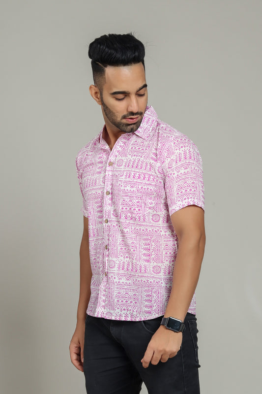 COTTON BLOCK PRINTED HALF SLEEVE SHIRT