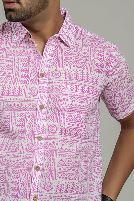 COTTON BLOCK PRINTED HALF SLEEVE SHIRT