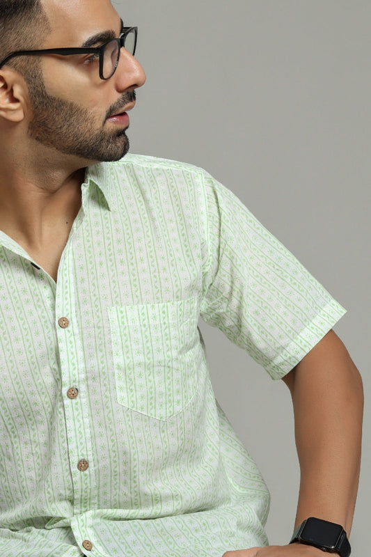 COTTON BLOCK PRINTED HALF SLEEVE SHIRT