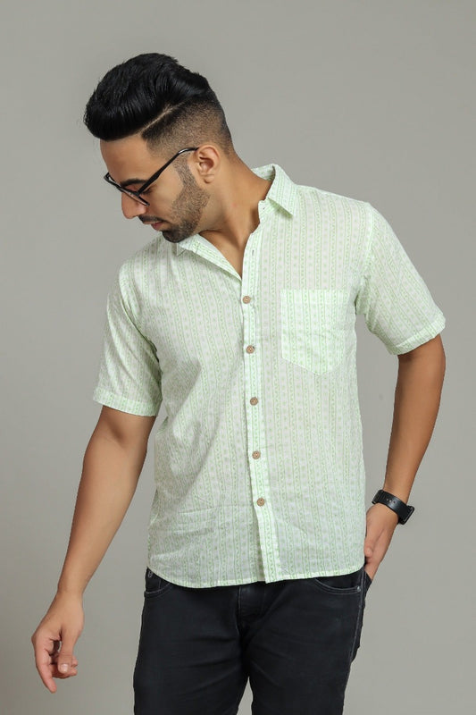 COTTON BLOCK PRINTED HALF SLEEVE SHIRT