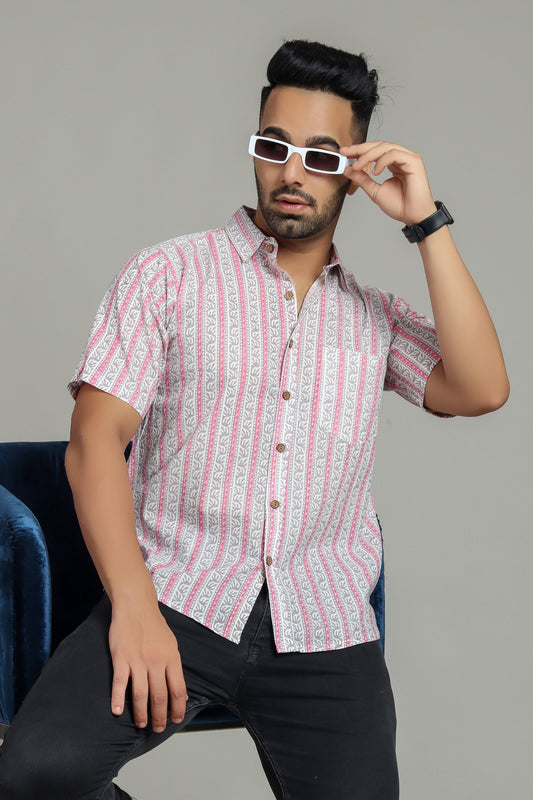 COTTON BLOCK PRINTED HALF SLEEVE SHIRT