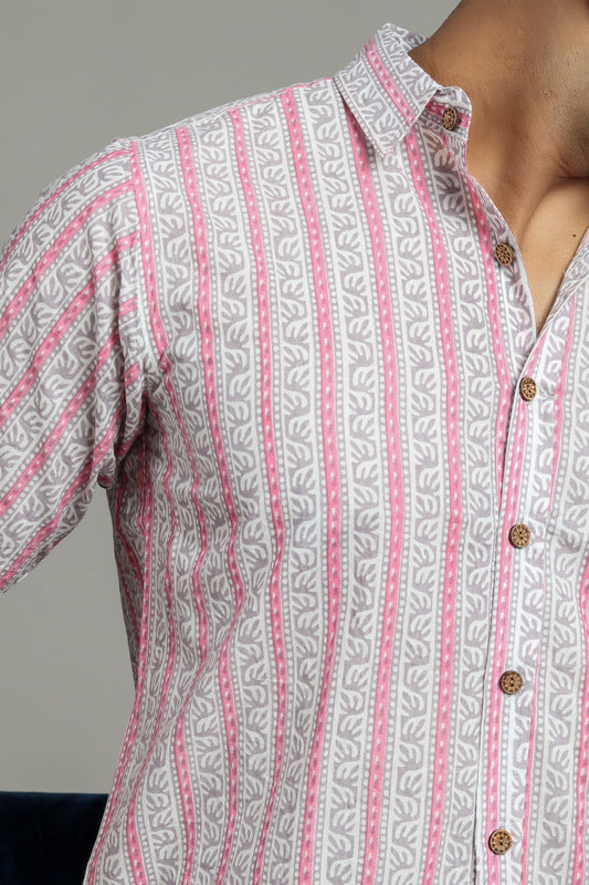 COTTON BLOCK PRINTED HALF SLEEVE SHIRT