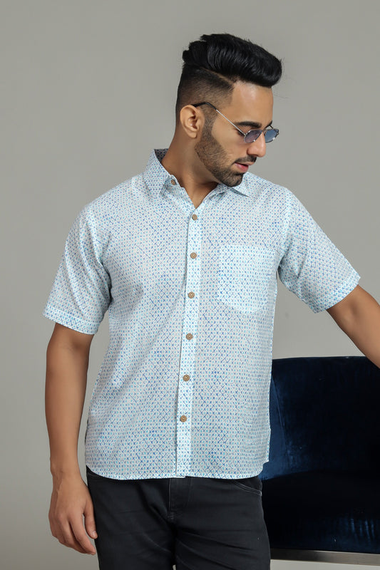 COTTON BLOCK PRINTED HALF SLEEVE SHIRT
