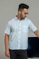 COTTON BLOCK PRINTED HALF SLEEVE SHIRT