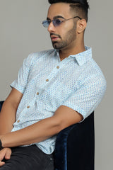 COTTON BLOCK PRINTED HALF SLEEVE SHIRT