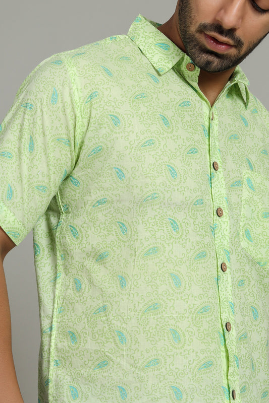 COTTON BLOCK PRINTED HALF SLEEVE SHIRT