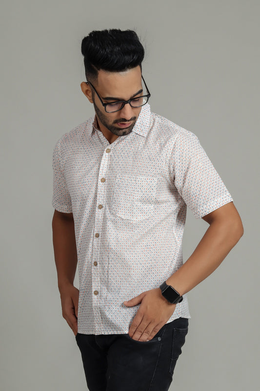 COTTON BLOCK PRINTED HALF SLEEVE SHIRT