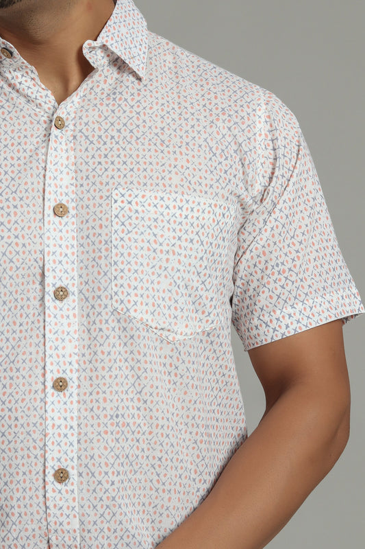 COTTON BLOCK PRINTED HALF SLEEVE SHIRT