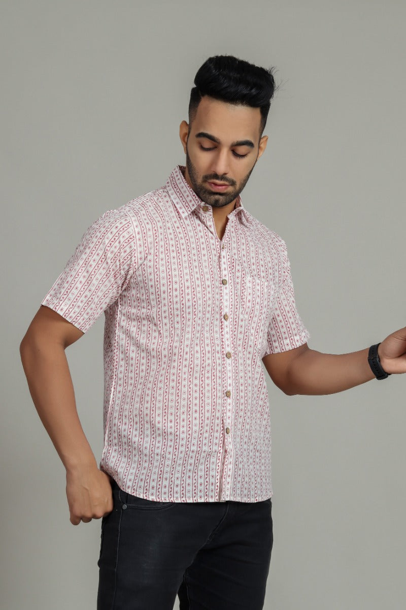 COTTON BLOCK PRINTED HALF SLEEVE SHIRT