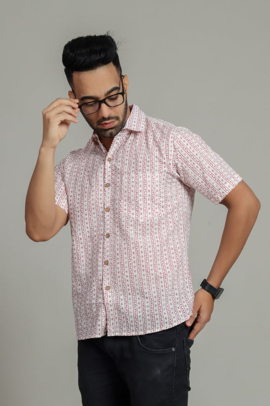 COTTON BLOCK PRINTED HALF SLEEVE SHIRT