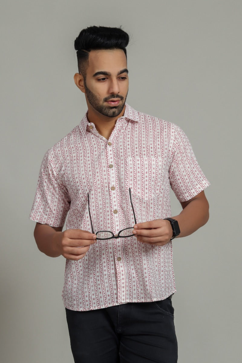 COTTON BLOCK PRINTED HALF SLEEVE SHIRT
