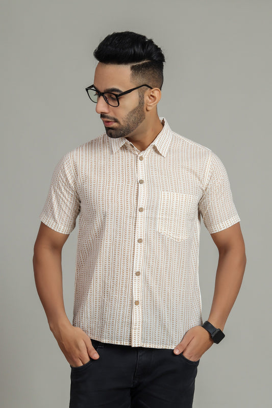 COTTON BLOCK PRINTED HALF SLEEVE SHIRT