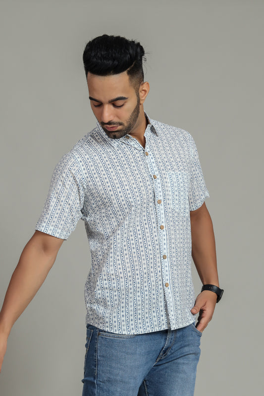 COTTON BLOCK PRINTED HALF SLEEVE SHIRT