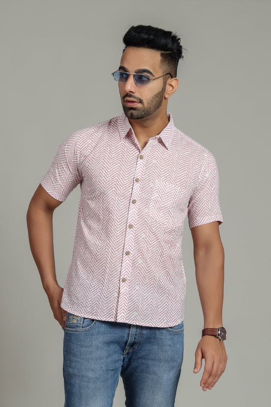 COTTON BLOCK PRINTED HALF SLEEVE SHIRT