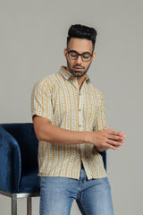 COTTON BLOCK PRINTED HALF SLEEVE SHIRT