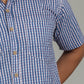 Blue Checks Cotton Block Printed Half Sleeves Shirt