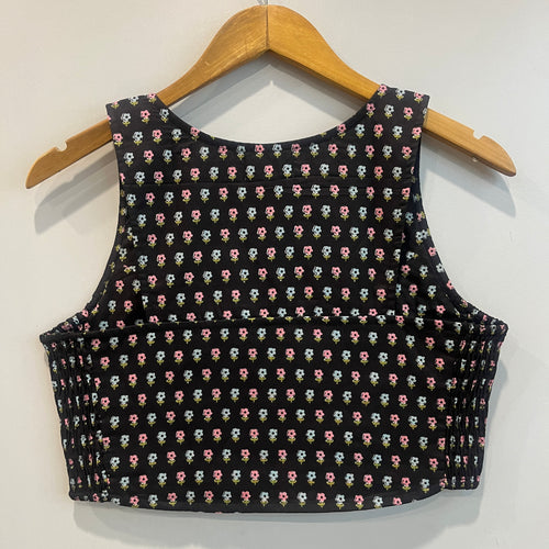 Black with Ditsy Floral Cotton Crop Top