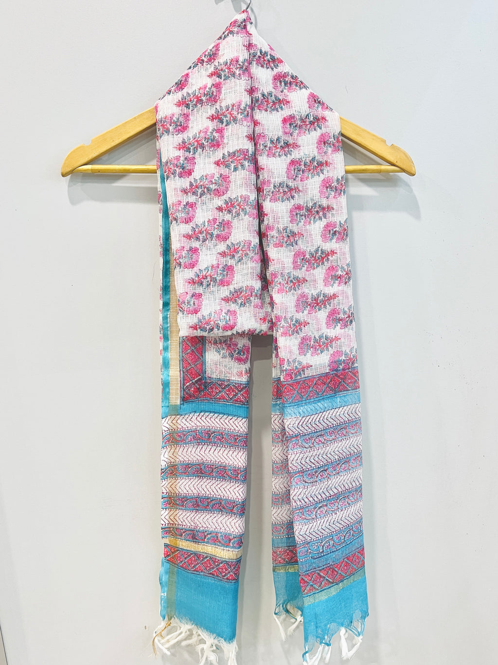 Block Printed Kota Doria Dupatta