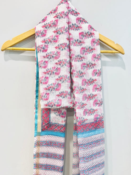 Block Printed Kota Doria Dupatta
