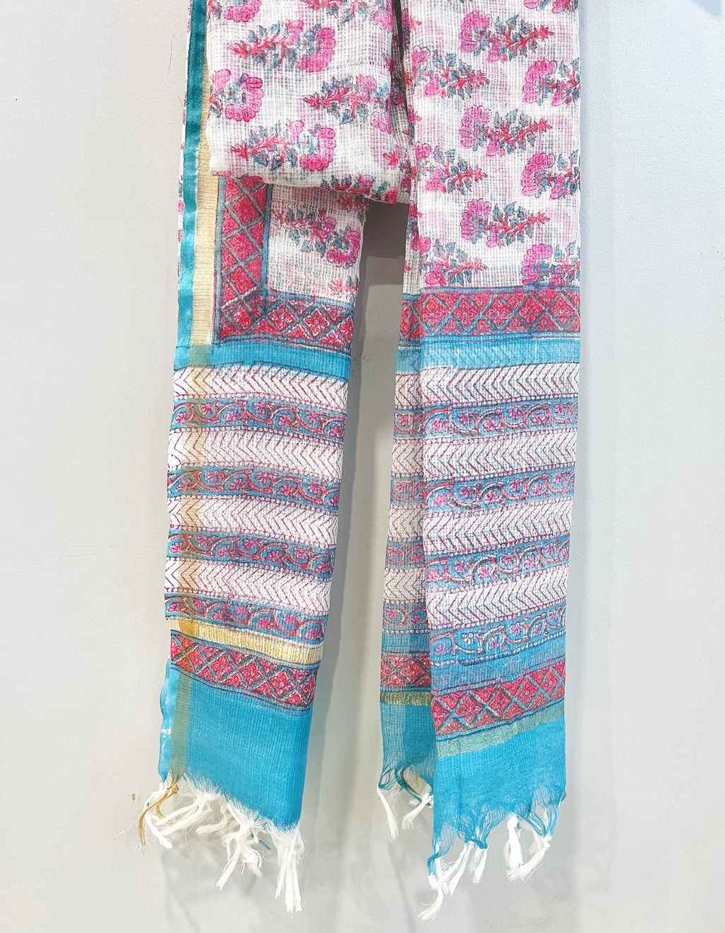 Block Printed Kota Doria Dupatta