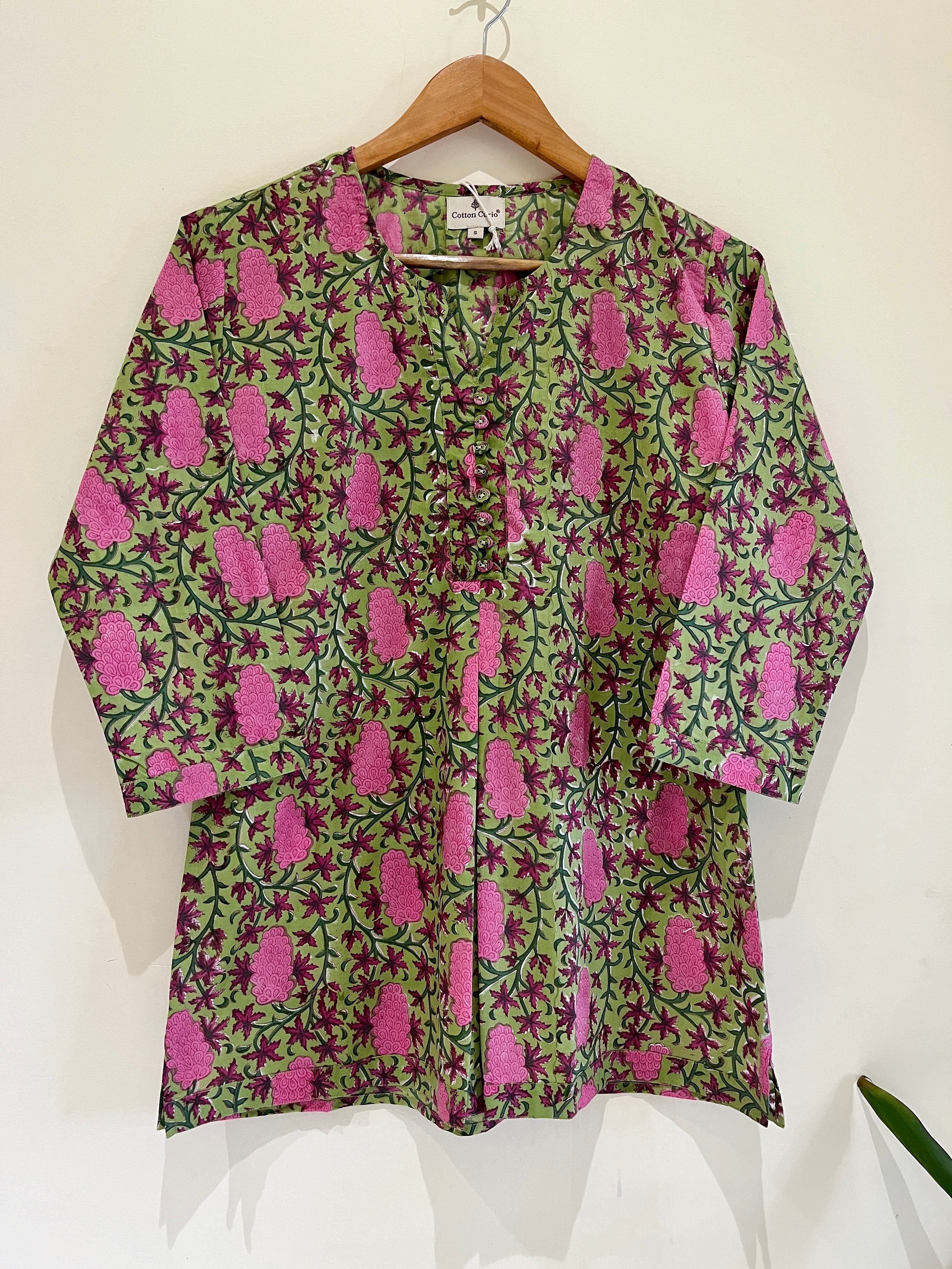 Block Printed Cotton Short Kurti