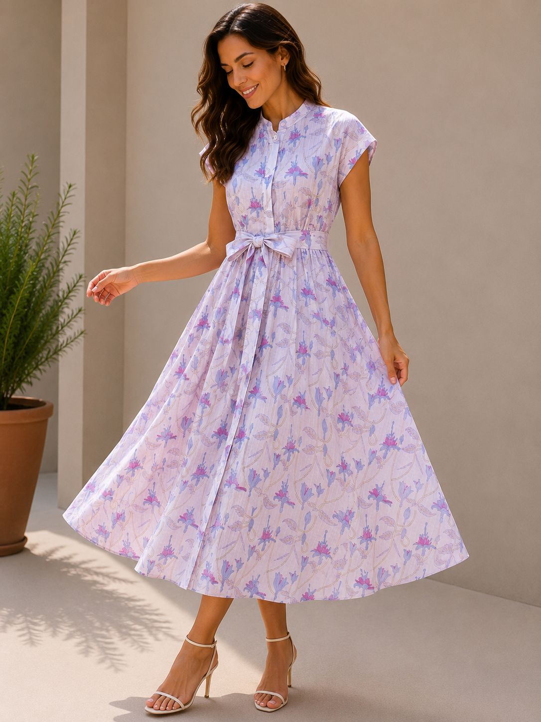 Baby Pink Chanderi Silk Dress