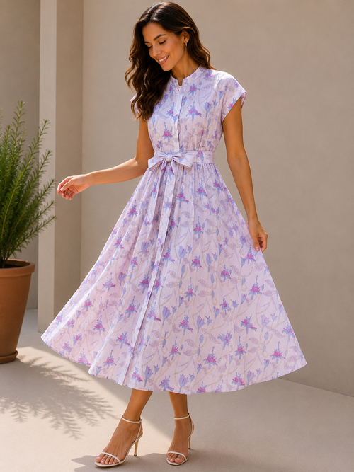 Baby Pink Chanderi Silk Dress