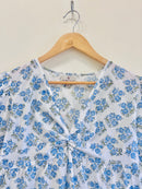 Summer Sky Floral Cotton Short Top