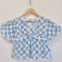 Summer Sky Floral Cotton Short Top