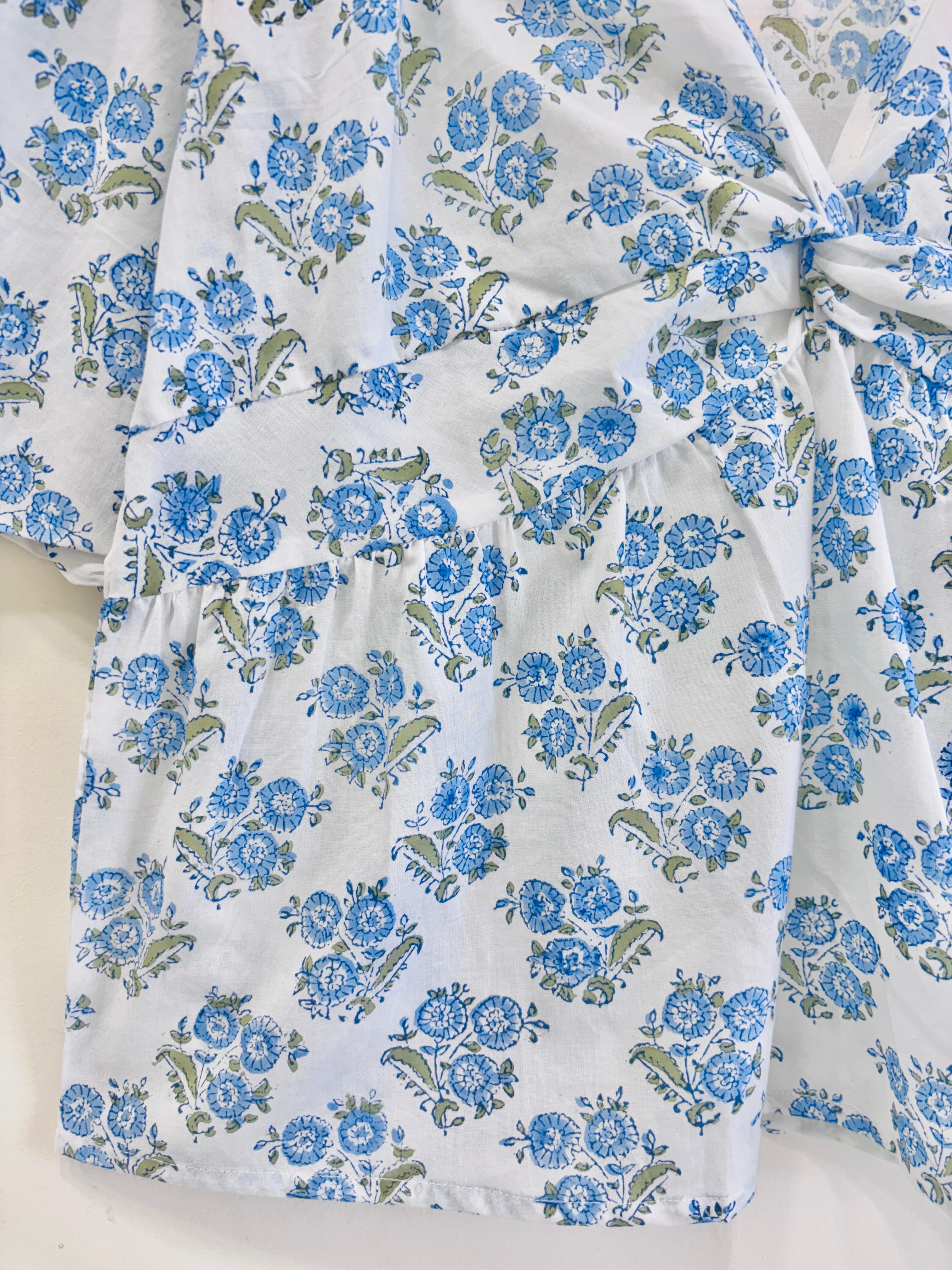 Summer Sky Floral Cotton Short Top
