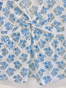 Summer Sky Floral Cotton Short Top