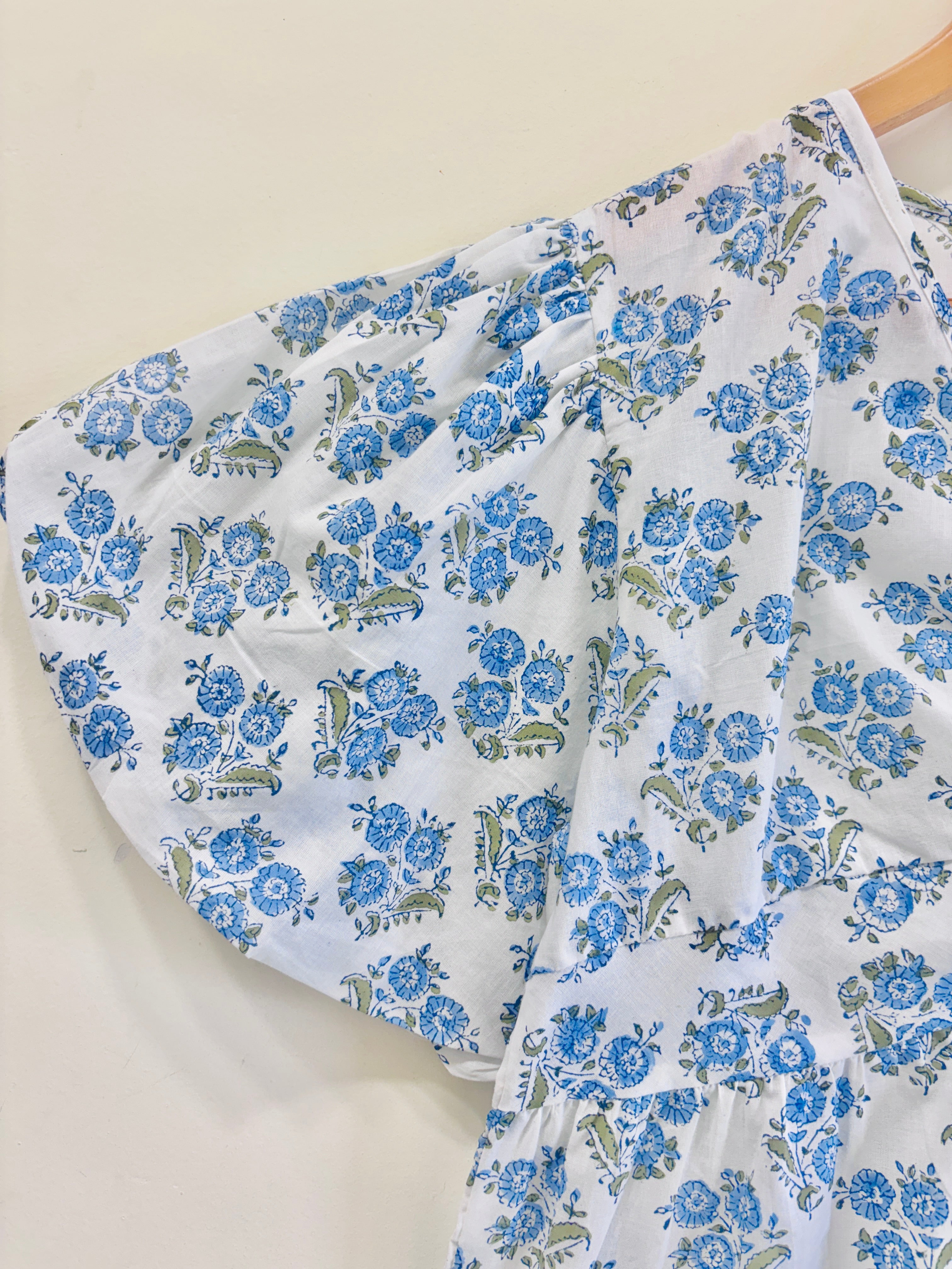 Summer Sky Floral Cotton Short Top