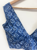 Printed V-Neck Padded Cotton Blouse