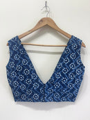 Printed V-Neck Padded Cotton Blouse