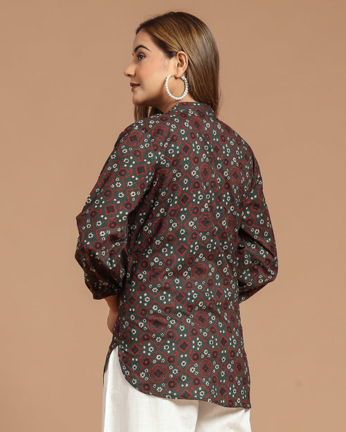 Block Printed Cotton Short Kurti