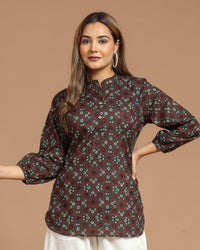 Block Printed Cotton Short Kurti