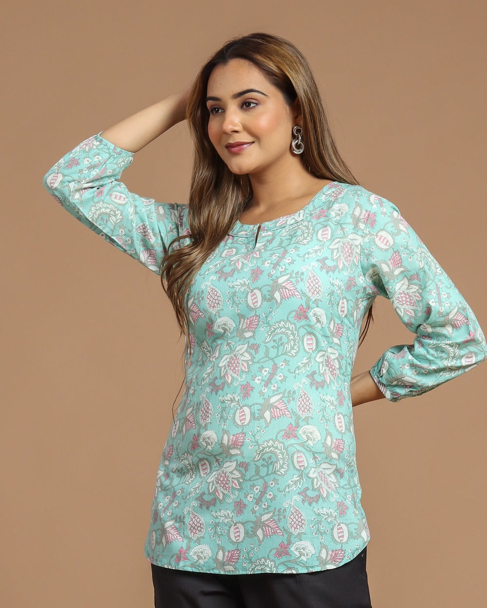 Block Printed Cotton Short Kurti