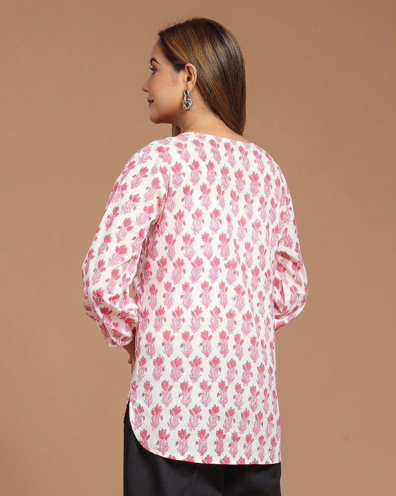 Block Printed Cotton Short Kurti