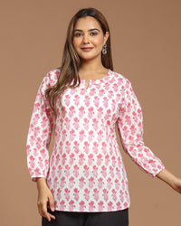 Block Printed Cotton Short Kurti