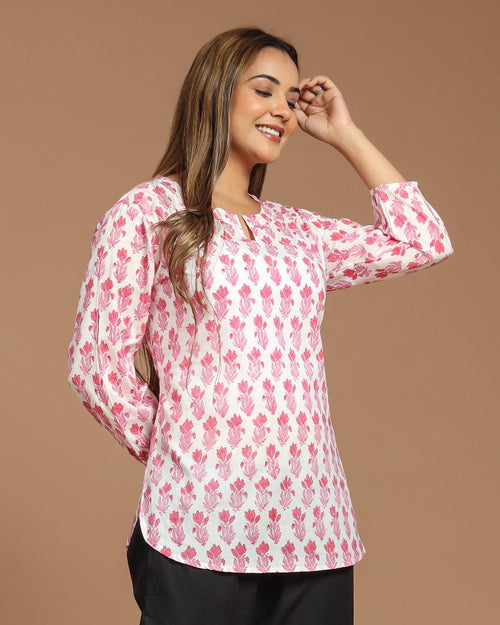 Block Printed Cotton Short Kurti