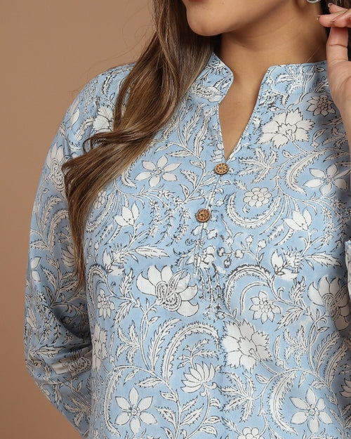 Block Printed Cotton Short Kurti