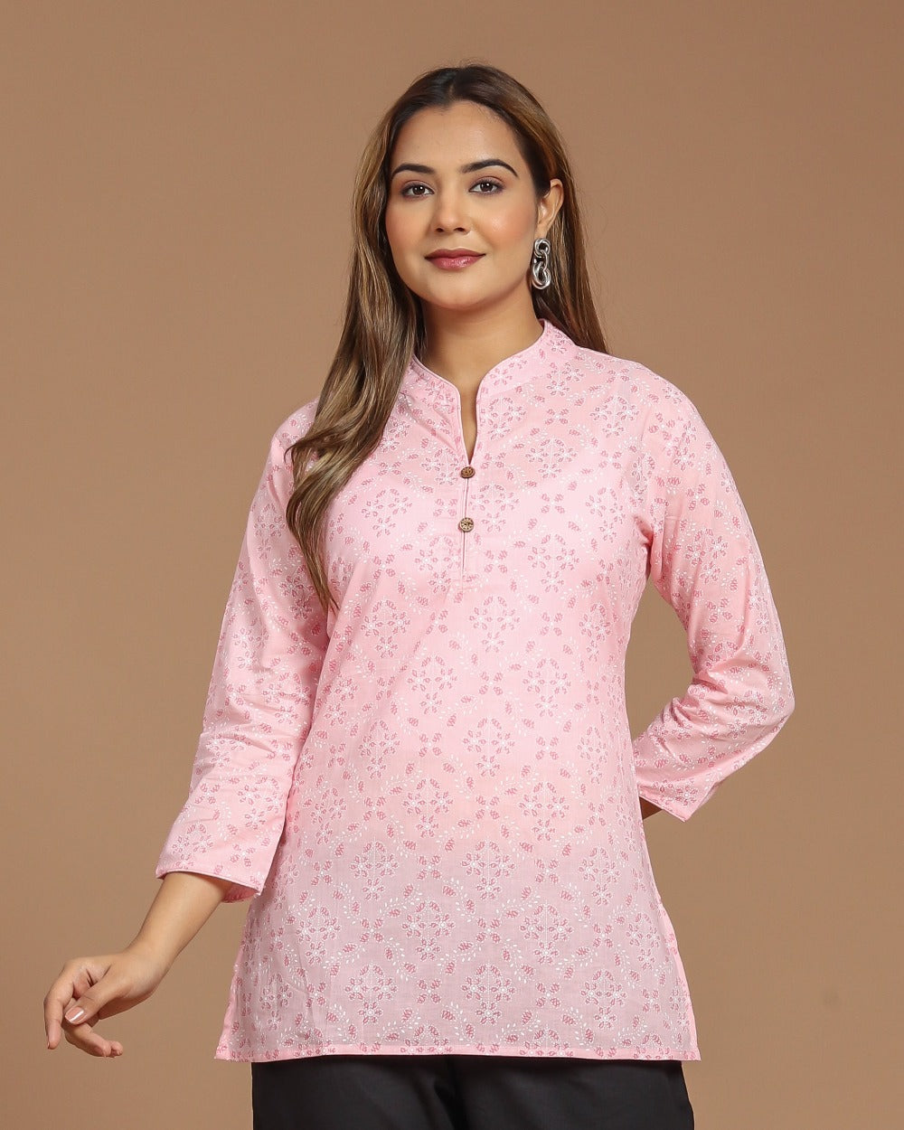 Block Printed Cotton Short Kurti