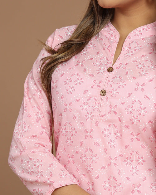 Block Printed Cotton Short Kurti