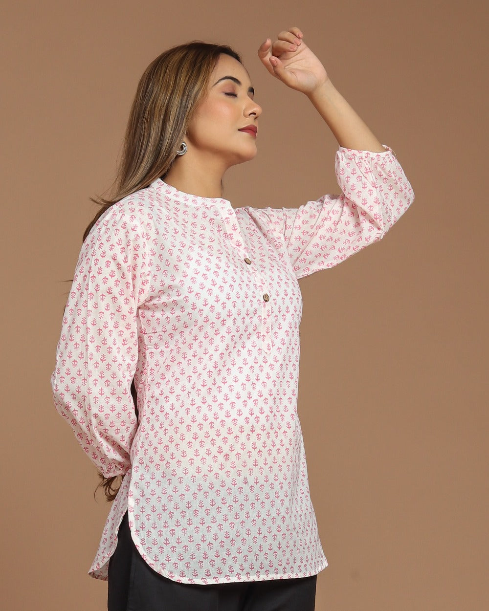 Block Printed Cotton Short Kurti