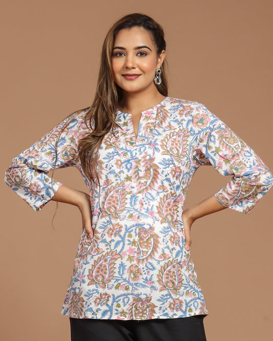 Block Printed Short Top