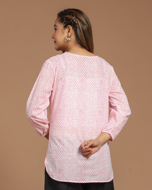 Block Printed Cotton Short Kurti